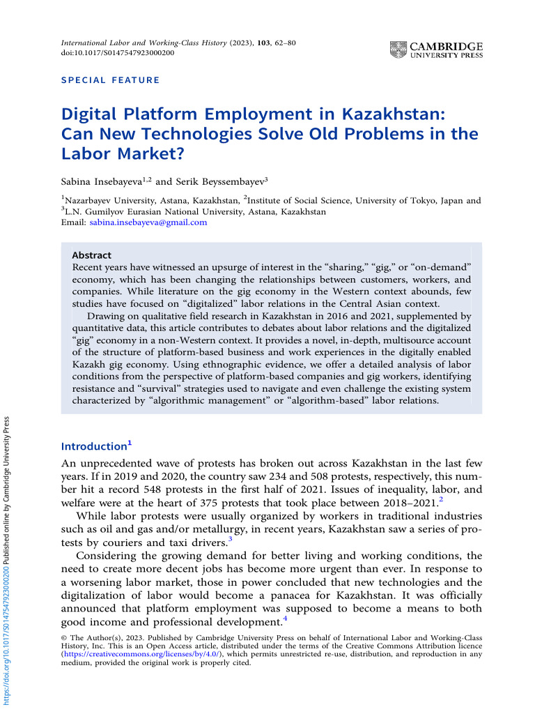 Gig Economy Challenges in Kazakhstan | PDF | Employment | Workforce