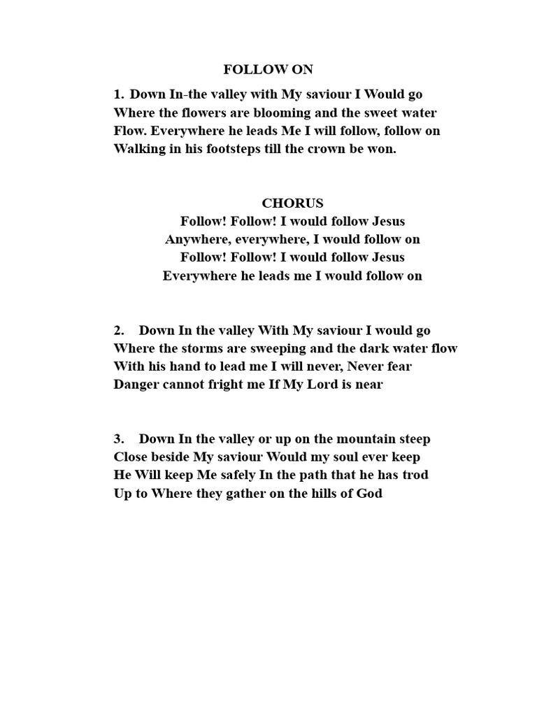 Follow On Hymn Typewritten | PDF