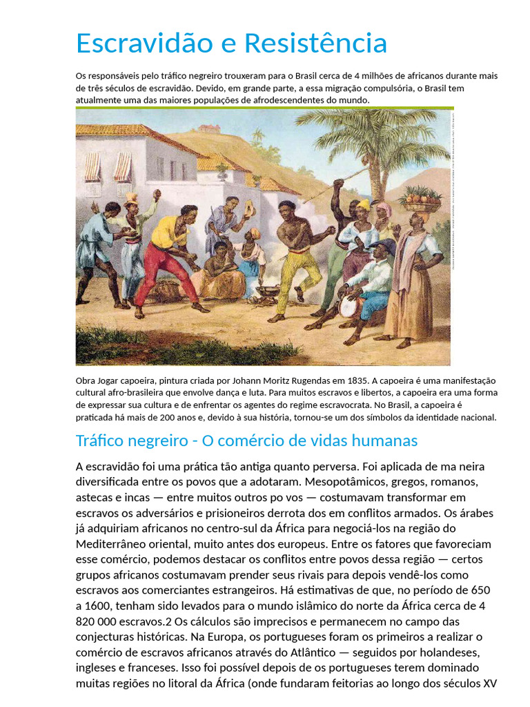 Formas de Resistência à Escravidão | PDF | Escravidão | Comércio de ...
