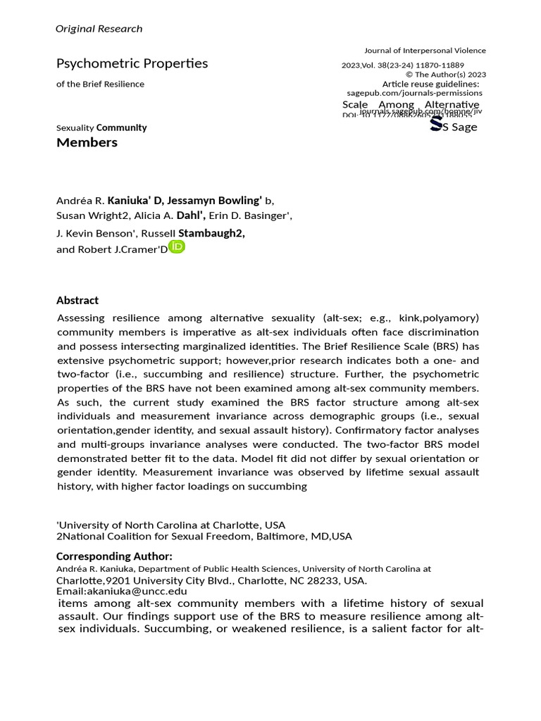Para Word - Psychometric Properties of The Brief Resilience Scale Among ...