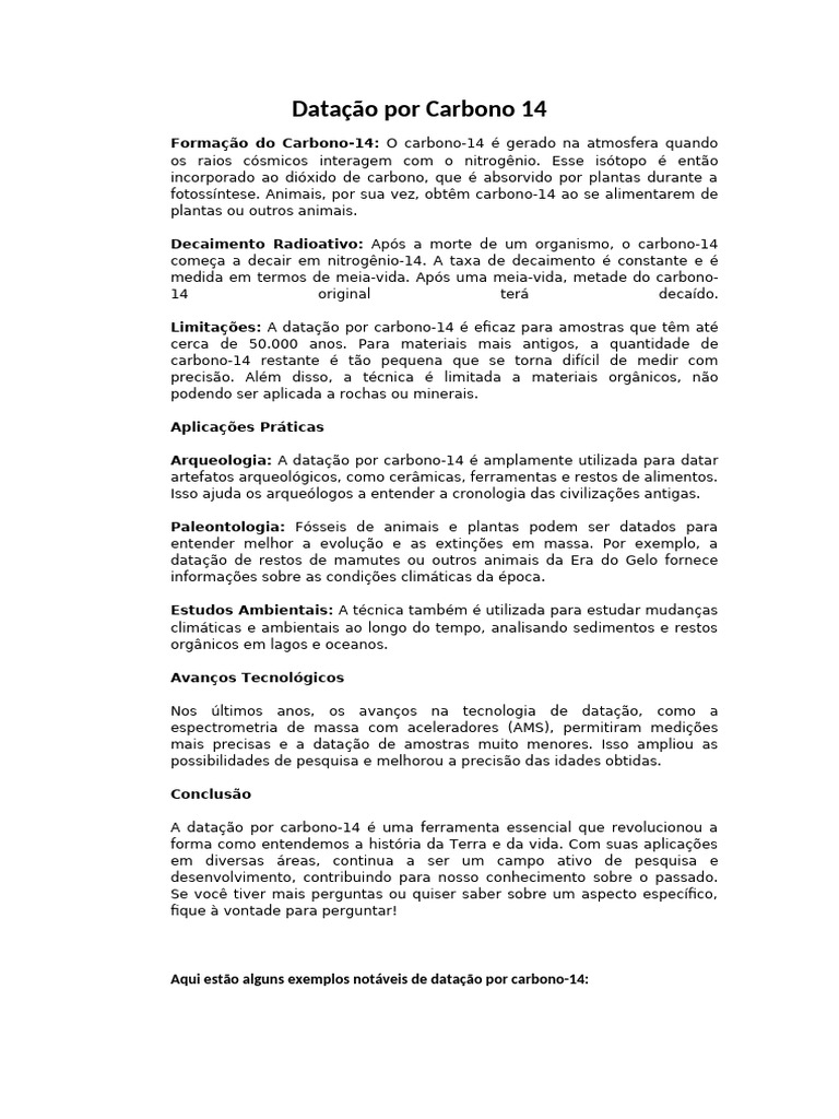 Datação por Carbono-14: Métodos e Aplicações | PDF | Natureza
