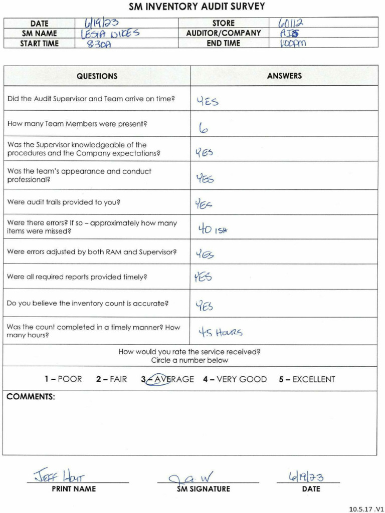 Inventory Audit Survey 06-19-23 | PDF