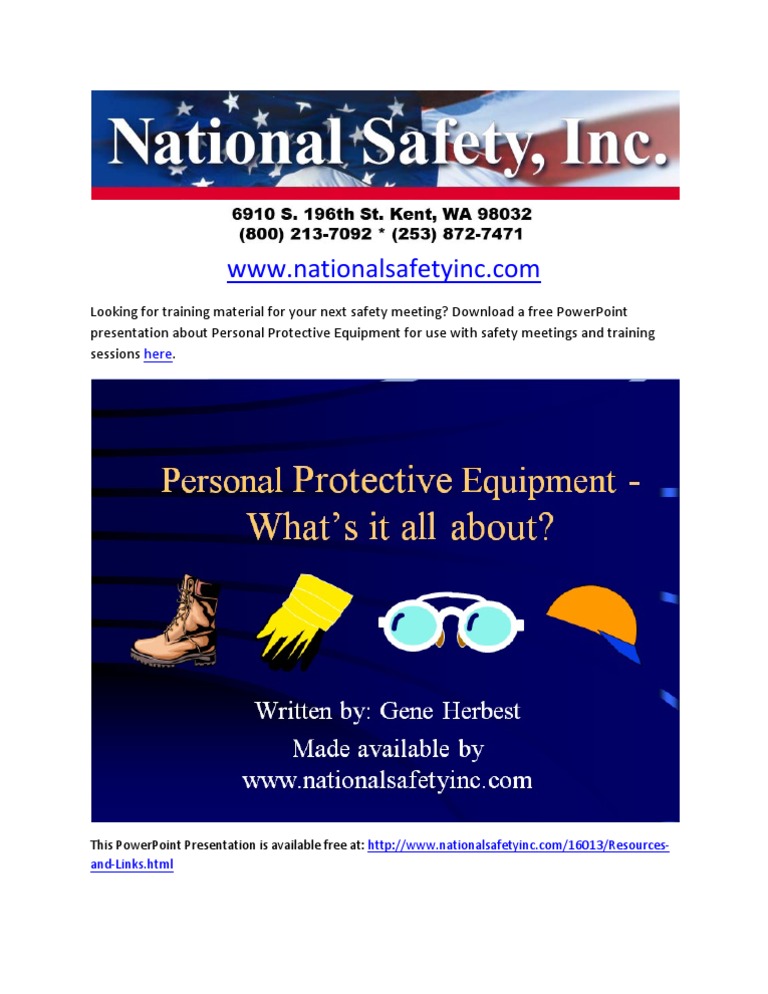 PPE Power Point (Personal Protective Equipment) | PDF | Personal ...