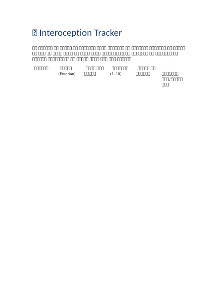 Interoception Tracker Template | PDF