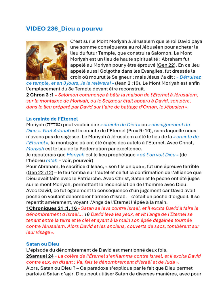 Mont Moriyah : Lieu de Foi et Rédemption | PDF | Abraham | David