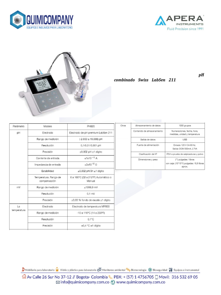Ficha Técnica Phmetro Ph820 | PDF