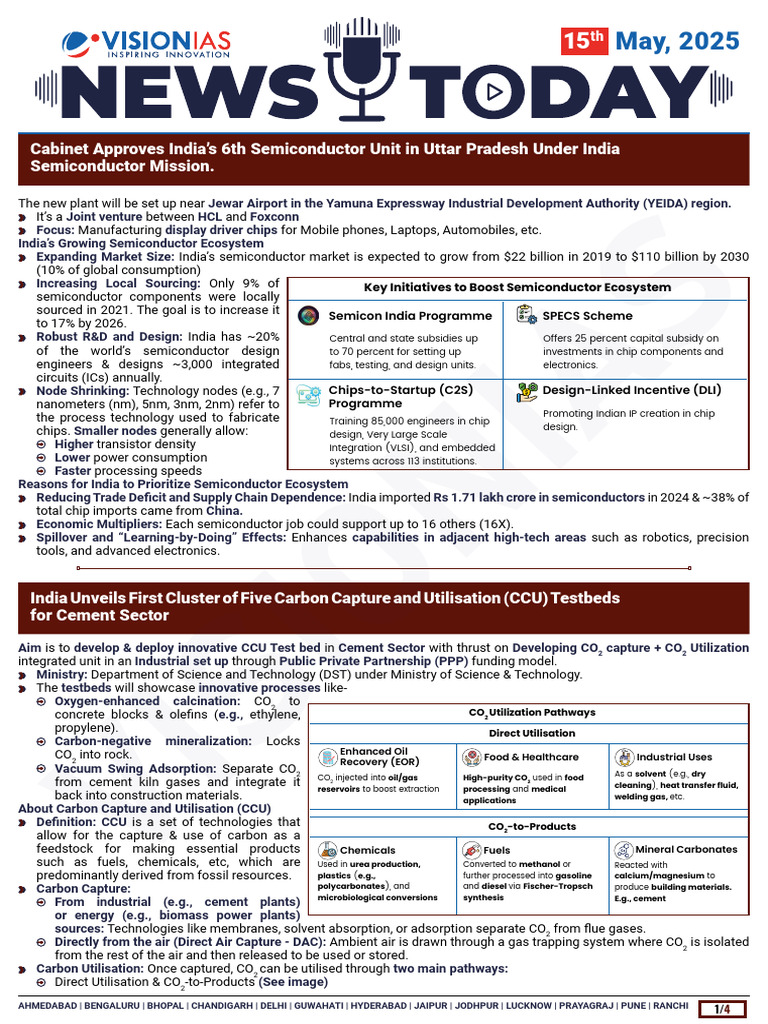 VisionIAS Daily Current Affairs 15-17 May 2025 English | PDF | Carbon ...
