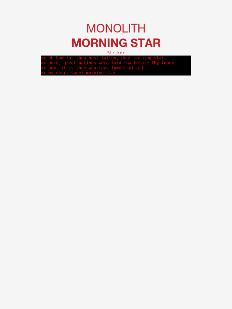 Morning Star: Monolith Overview | PDF