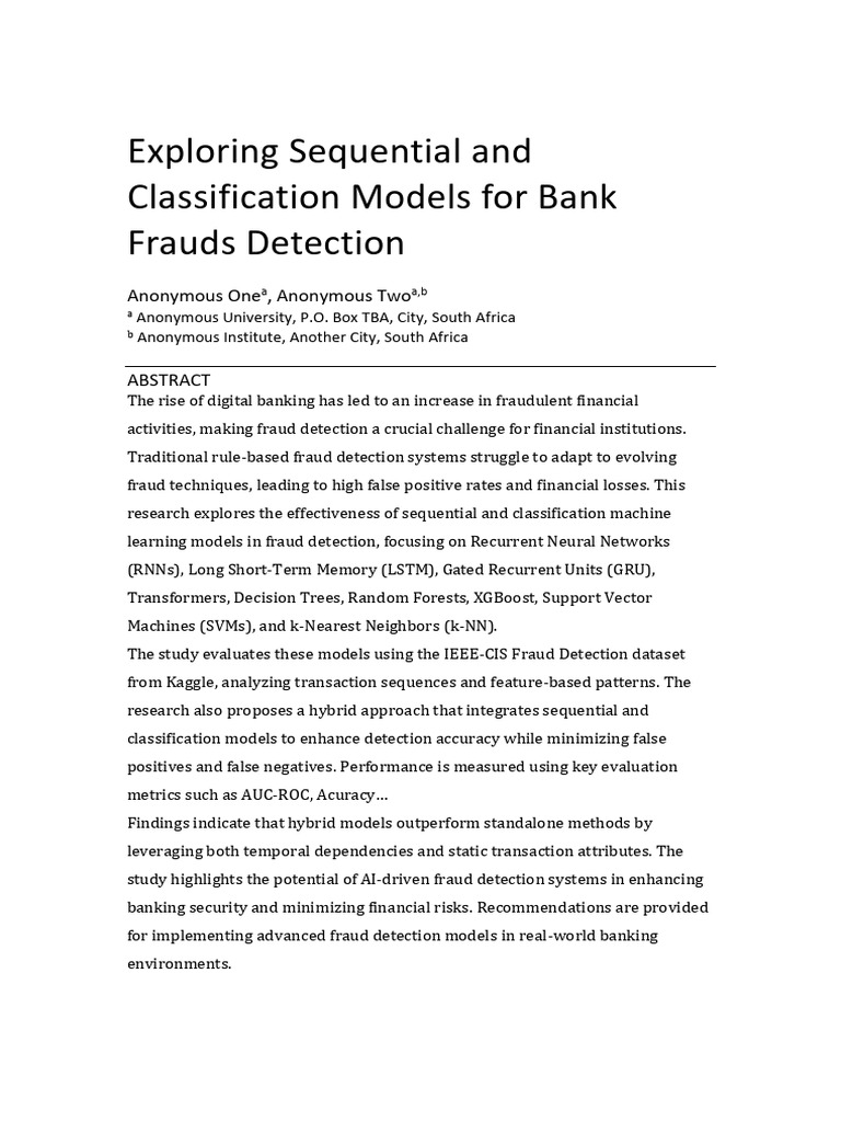 Bank Fraud Detection with ML Models | PDF | Support Vector Machine ...