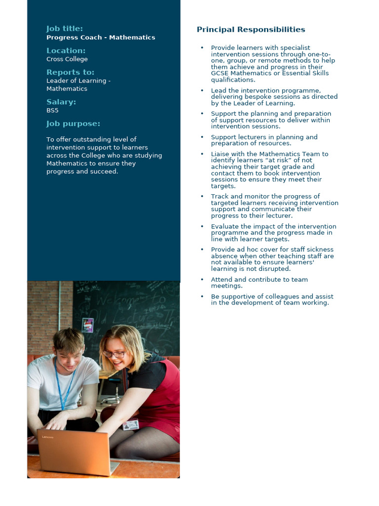 Mathematics Progress Coach Job Description | PDF | Learning ...