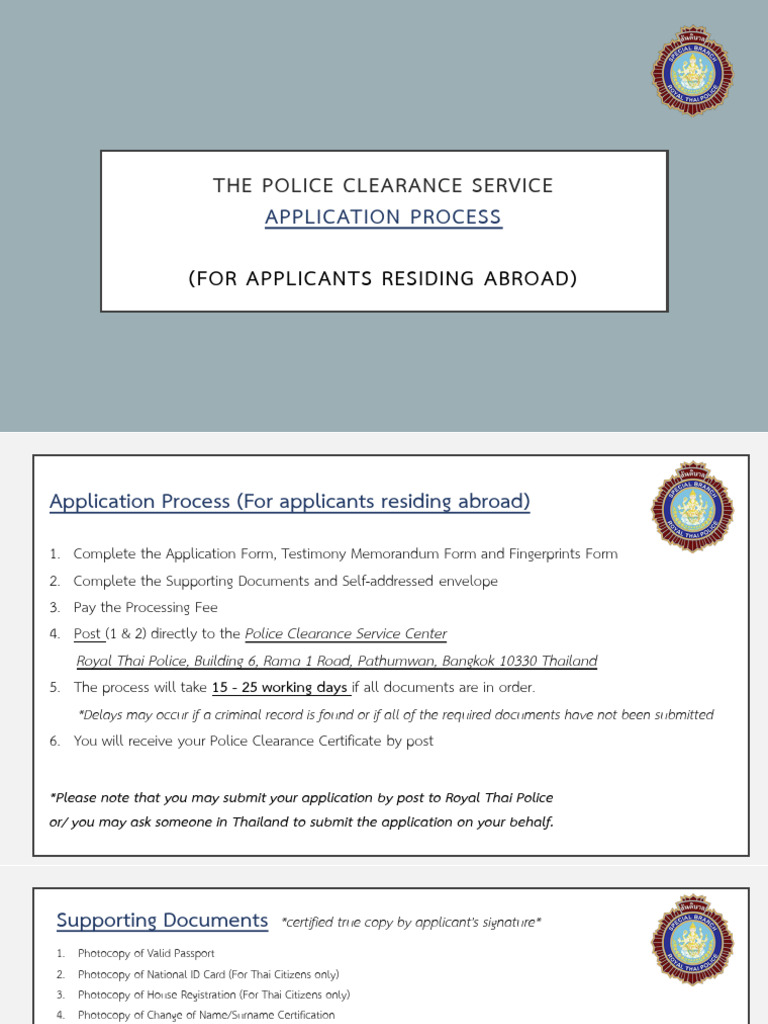Police Clearance Application Abroad Guide | PDF | Travel Visa ...