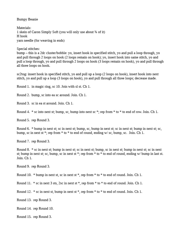 Bumpy Beanie Pattern | PDF