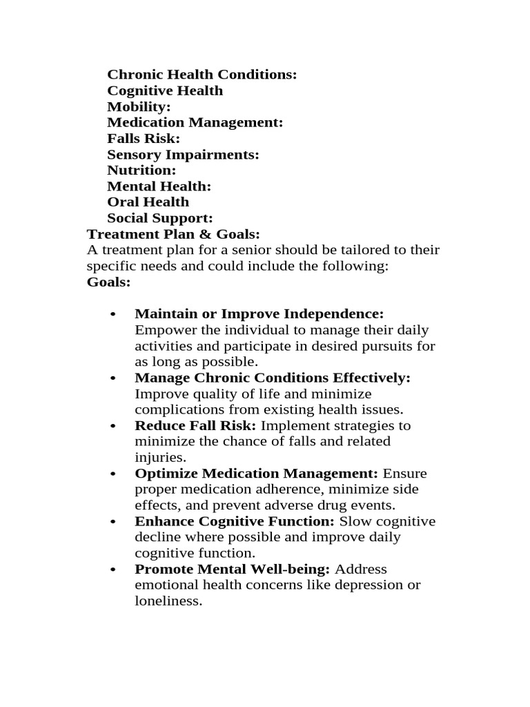 Senior Health Treatment Plans Guide | PDF | Mental Health | Chronic ...