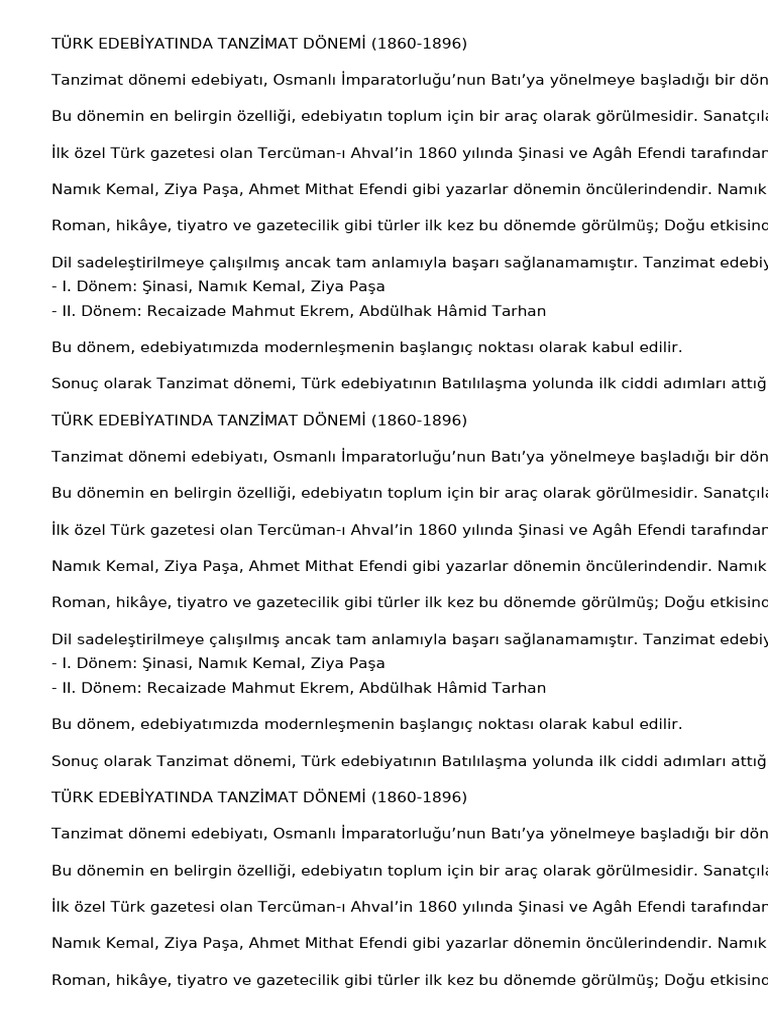 1 Tanzimat Edebiyati | PDF