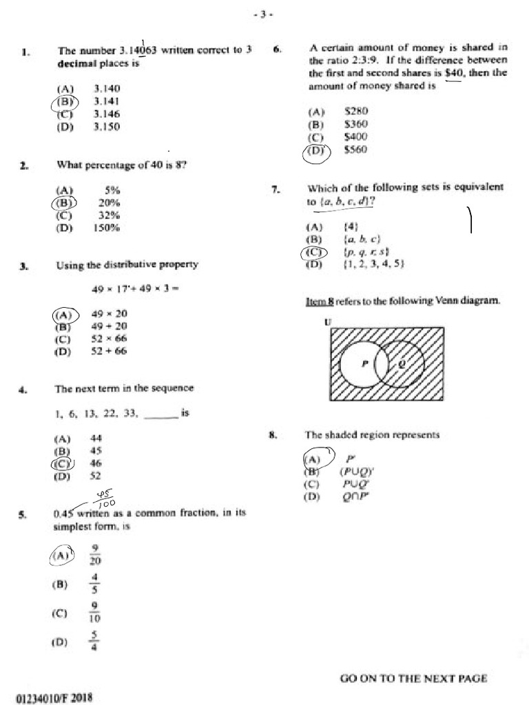 CSEC Mathematics P1 2018 MJ | PDF