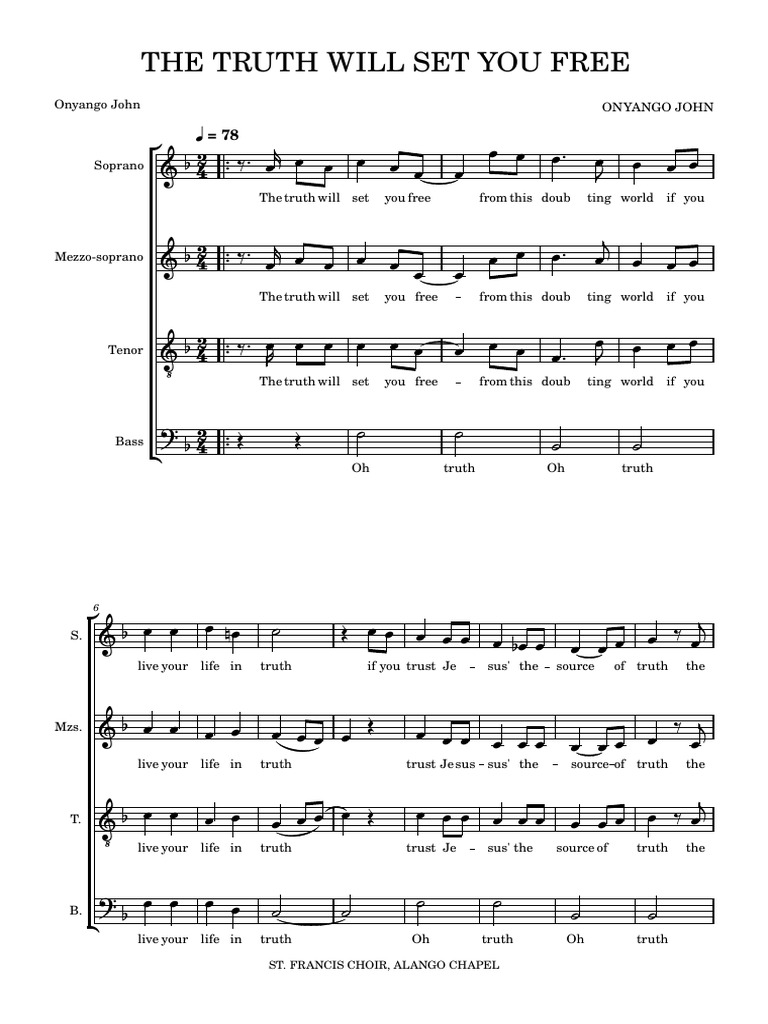 The Truth Will Set You Free Final Score PDF