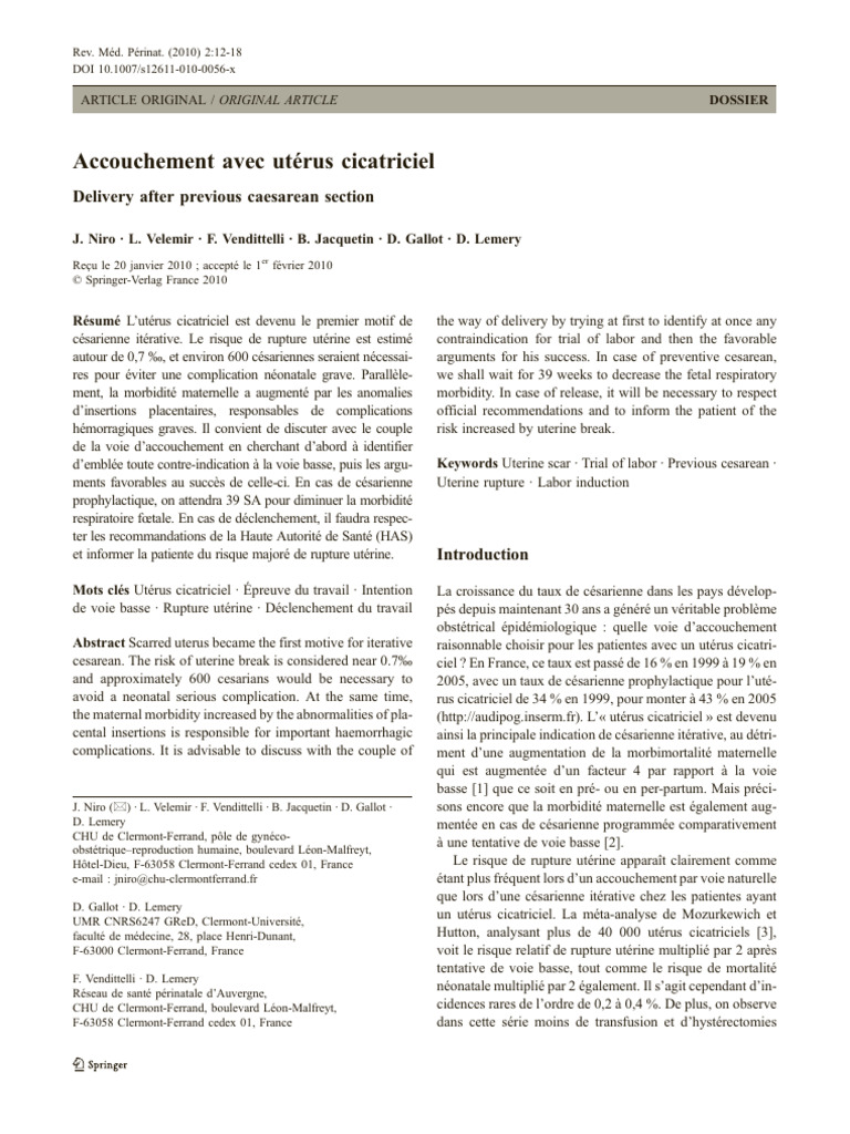 Accouchement après césarienne : risques et choix | PDF | Accouchement ...