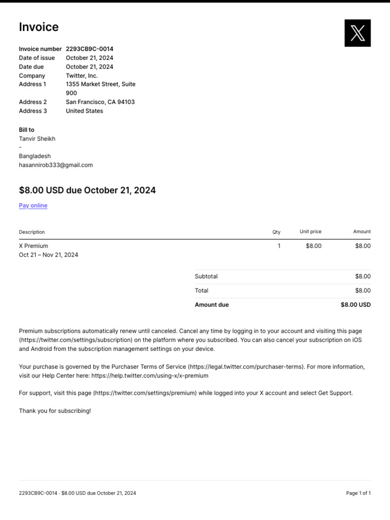 Invoice 2293CB9C 0014 | PDF