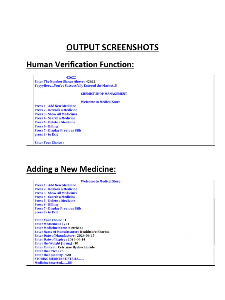 Output Screenshots | PDF
