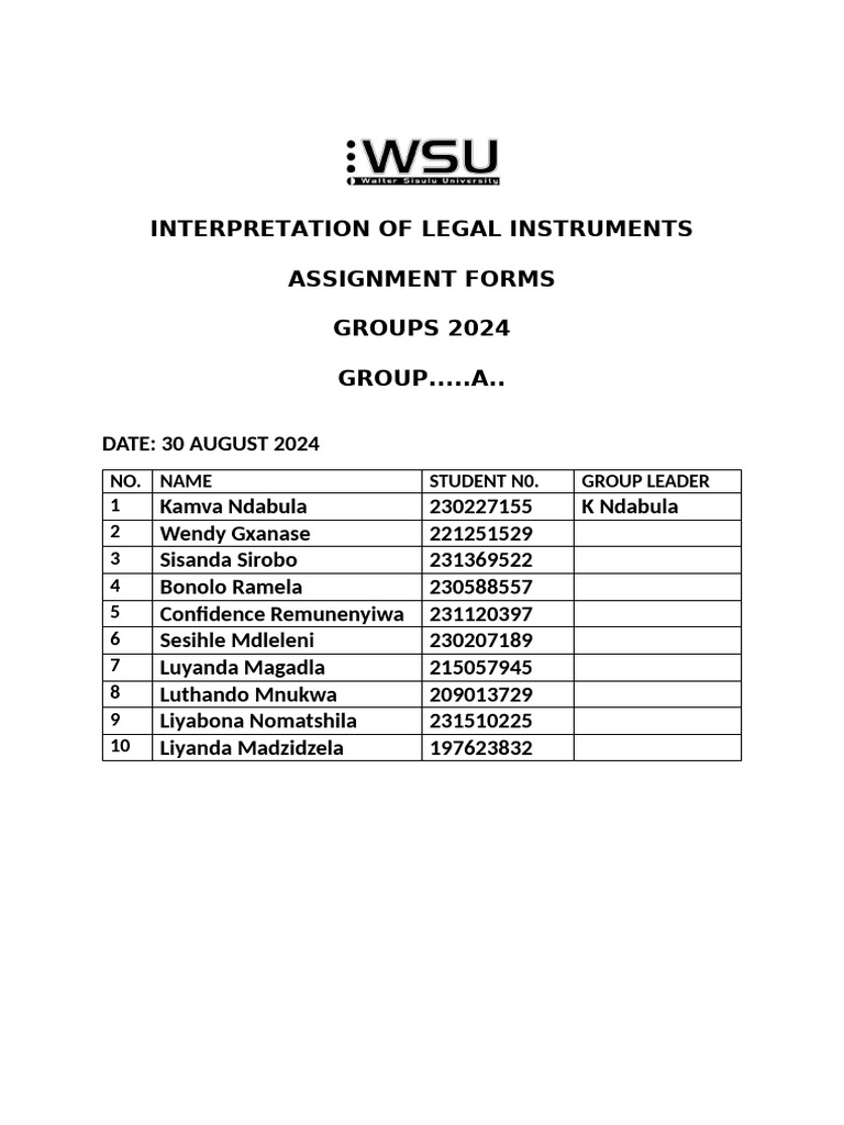 2024 Legal Instruments Assignment Groups | PDF