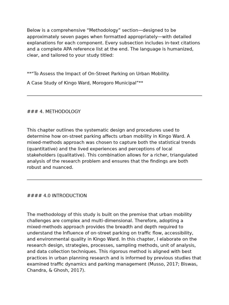 Methodology for Urban Mobility Study | PDF | Qualitative Research ...