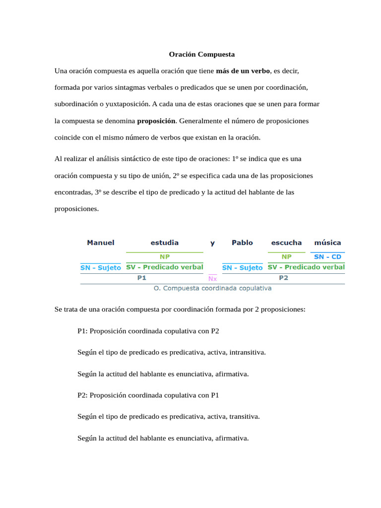 Tipos de Oraciones Compuestas en Español | PDF | Oración (Lingüística ...