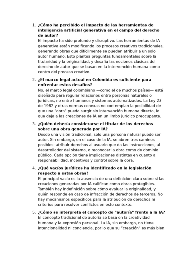 Impacto de la IA en el Derecho de Autor | PDF | Inteligencia artificial ...