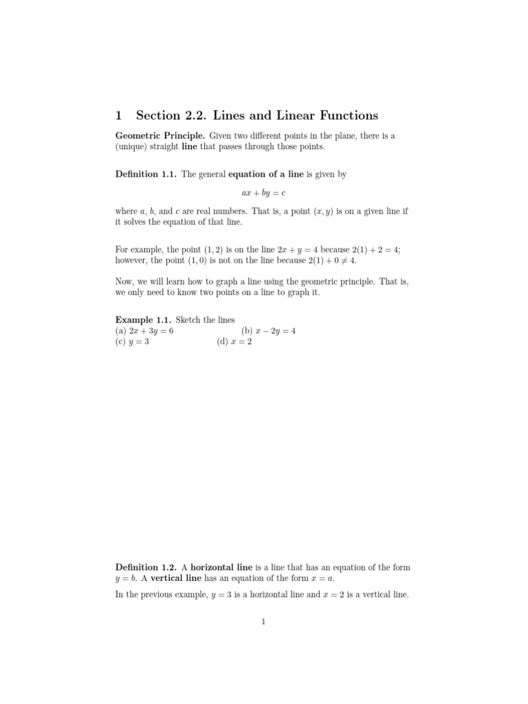 Lines, Slope, and Linear Functions Guide | PDF | Slope | Mathematical ...