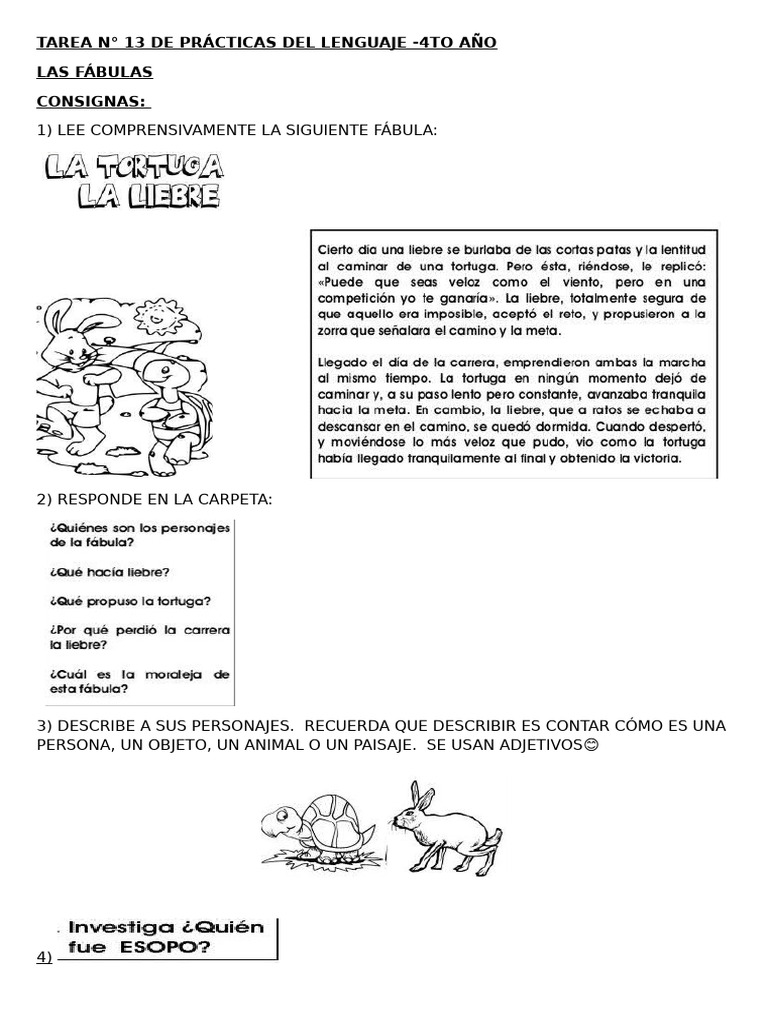 Tarea Ndeg 13 de Practicas Del Lenguaje-4to Ano | PDF