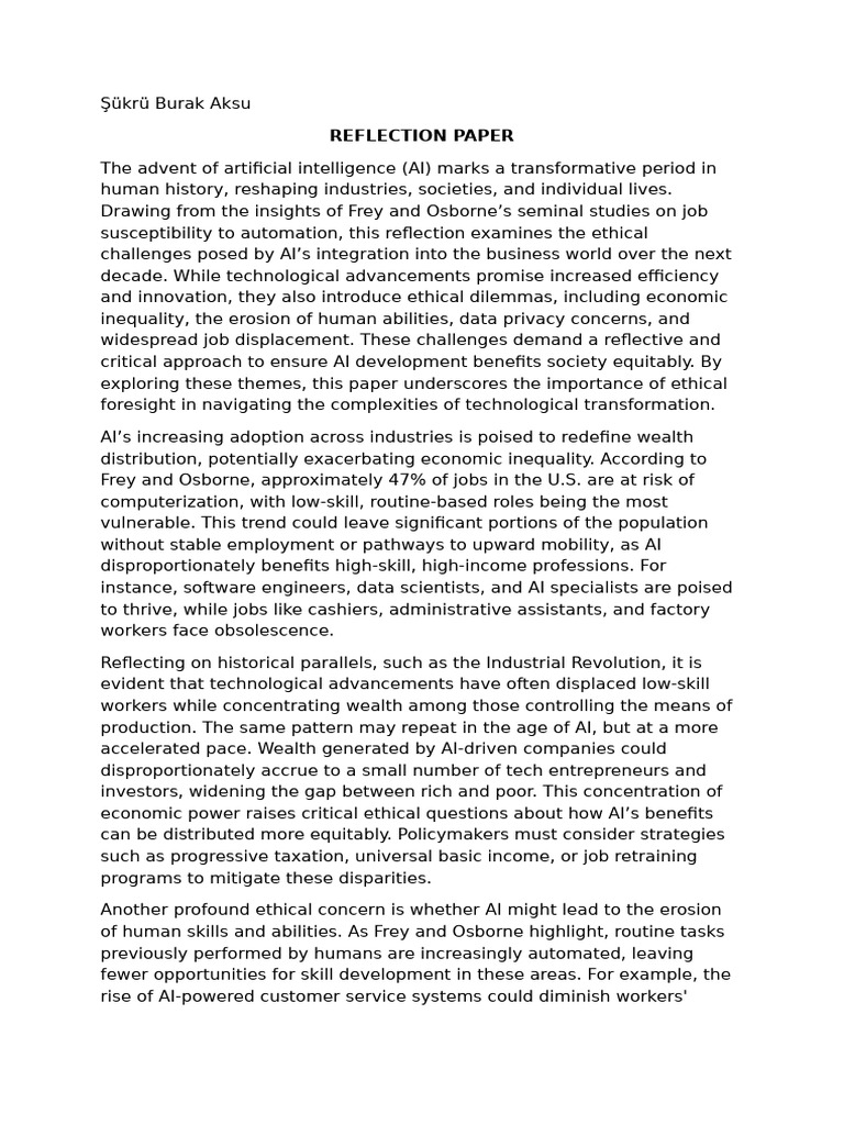 482 Reflection Paper | PDF | Artificial Intelligence | Intelligence (AI ...