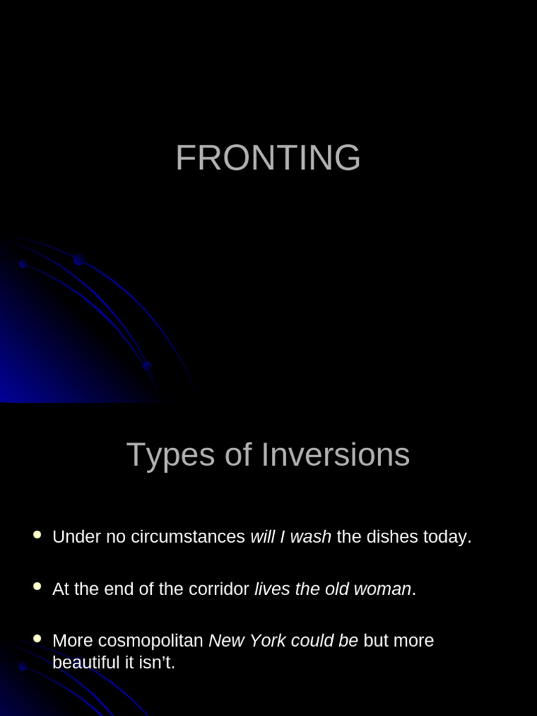 Understanding Fronting in Sentences | PDF
