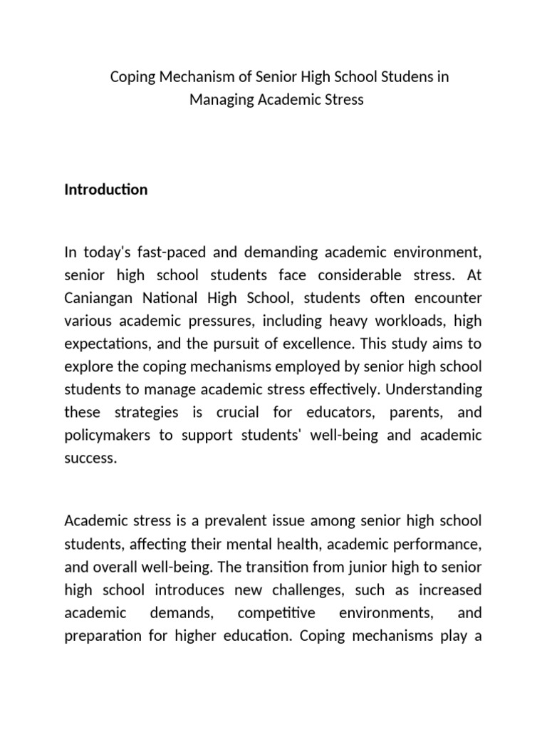 Coping Strategies for Academic Stress | PDF | Stress (Biology) | Mental ...