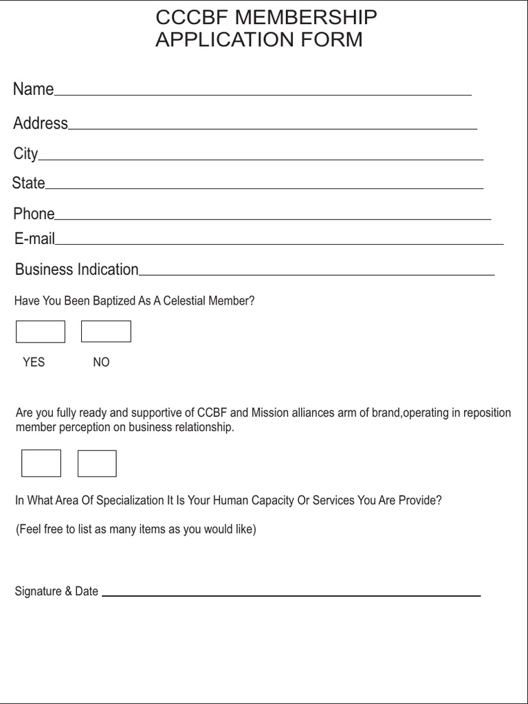 CCCBF Membership Application Form | PDF