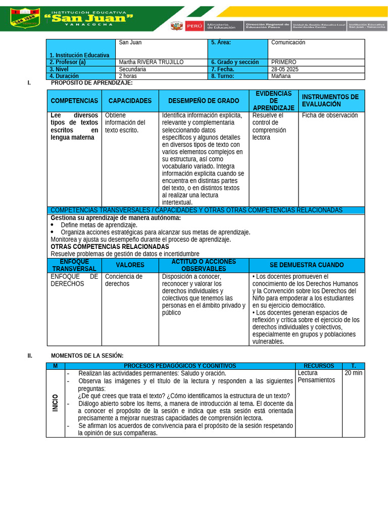 Mejora de Comprensión Lectora en Secundaria | PDF | Aprendizaje ...