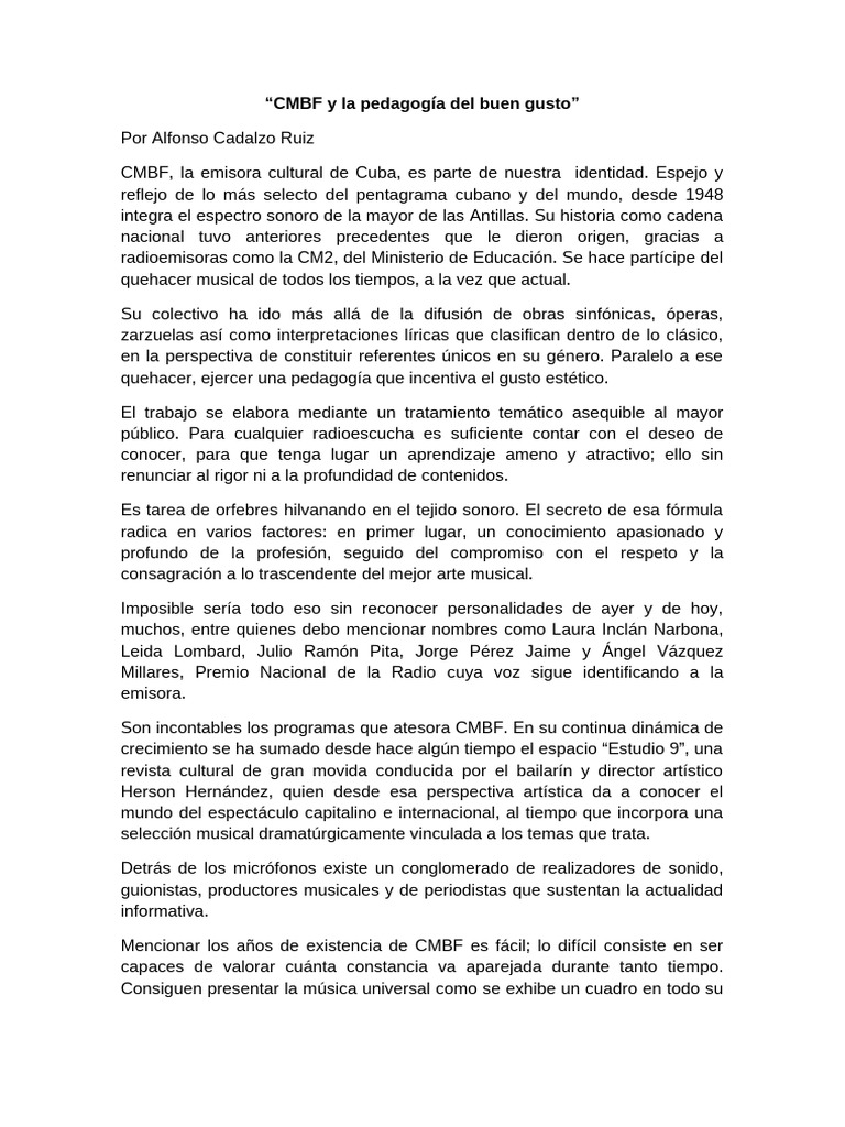 003 - CMBF y La Pedagogía Del Buen Gusto | PDF