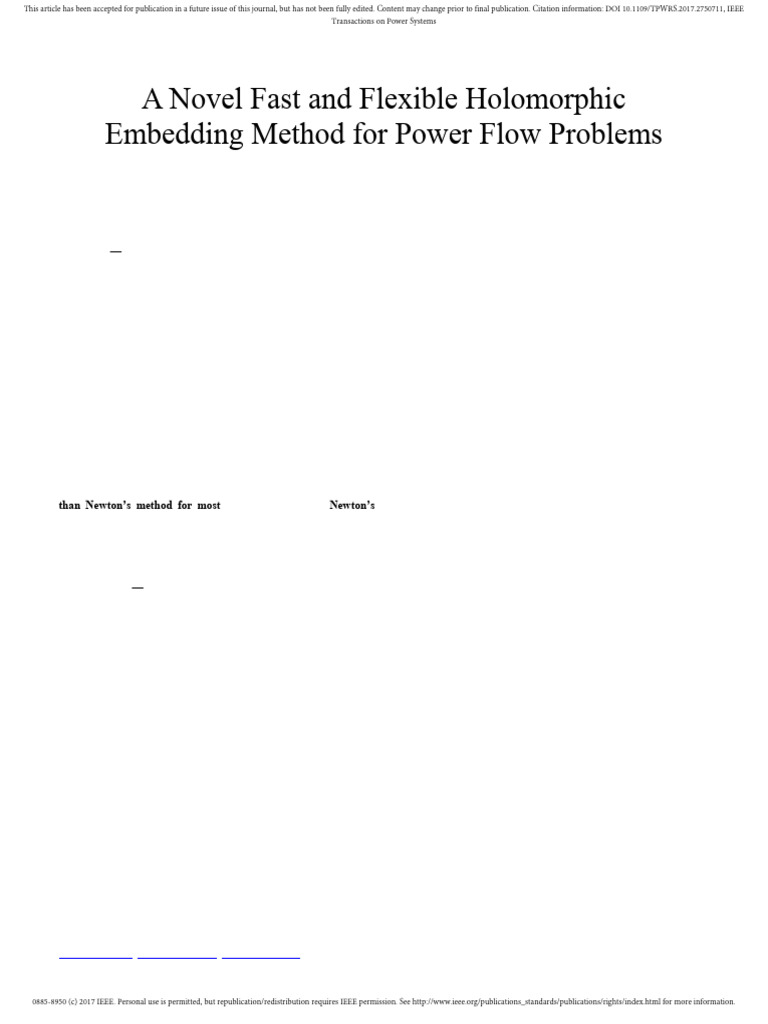 A Novel Fast and Flexible Holomorphic Embedding Power Flow Method | PDF