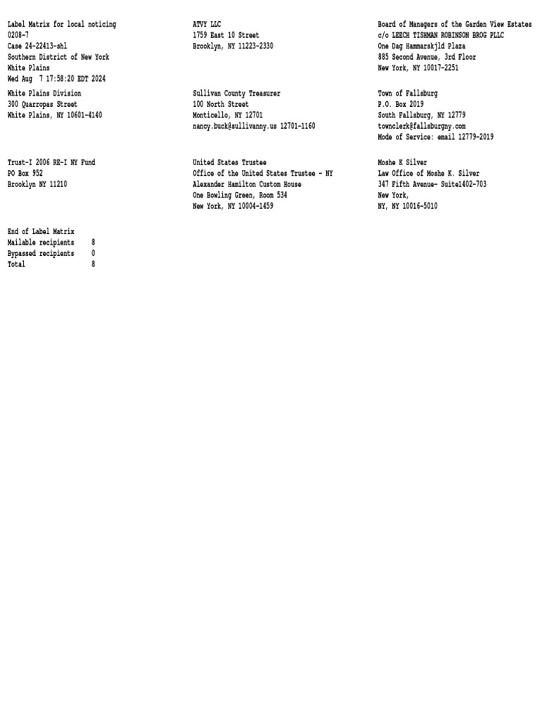 Local Noticing Label Matrix Document | PDF