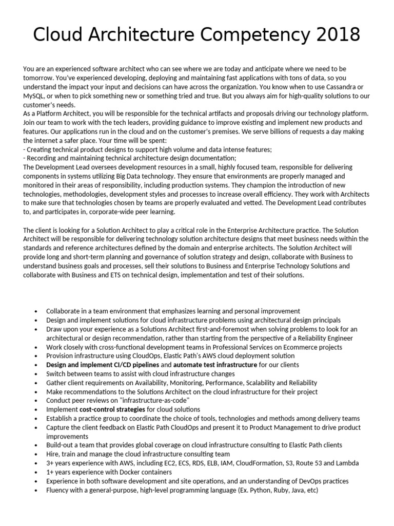 Cloud Architecture Competency 2018 | PDF | Cloud Computing | Enterprise ...