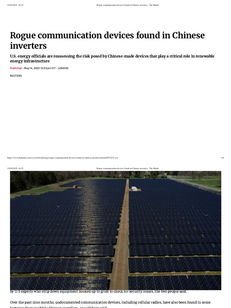 Rogue Devices in Chinese Solar Inverters | PDF | Solar Power | Electric ...