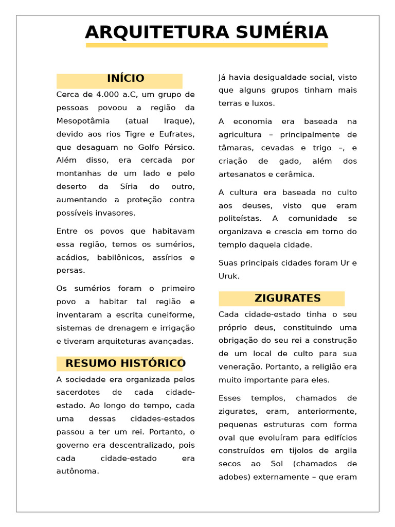 Arquitetura Suméria | PDF | Suméria