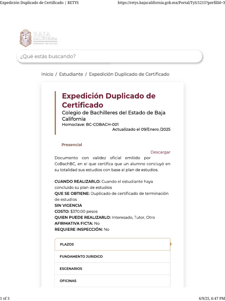 Expedición Duplicado de Certificado ETYS | PDF