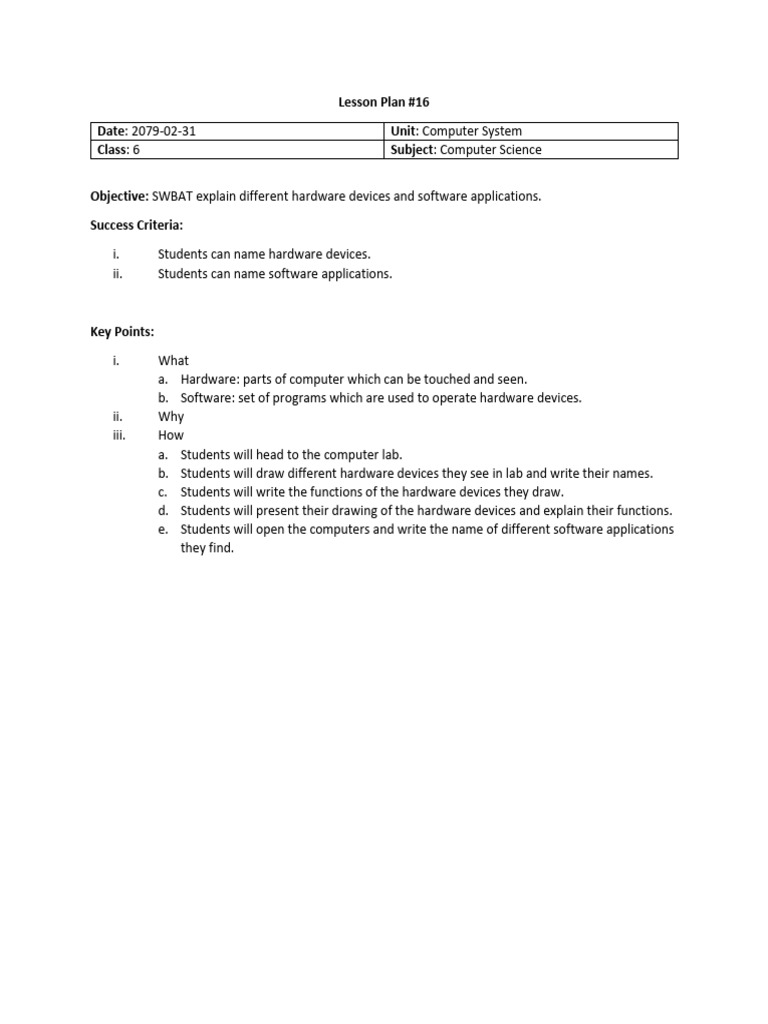 Lesson Plans - Jestha - 2079 - Grade7 | PDF | Office Equipment ...