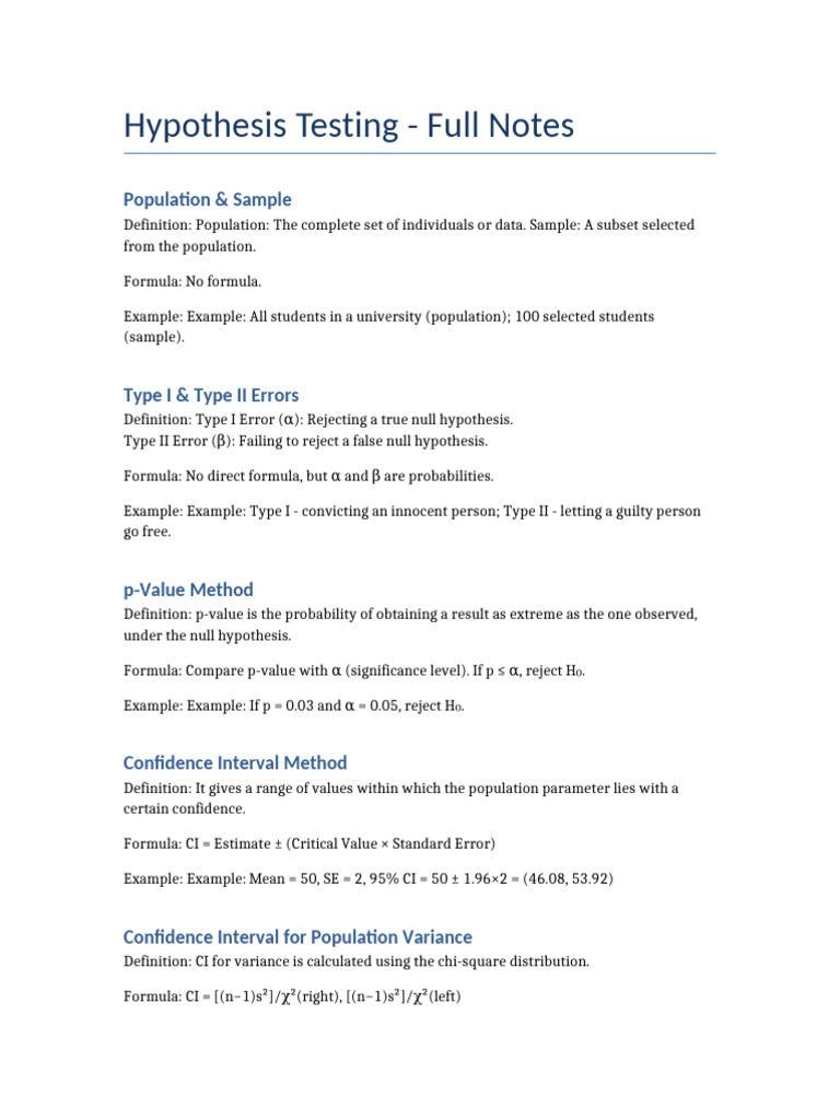 Hypothesis Testing Overview and Methods | PDF