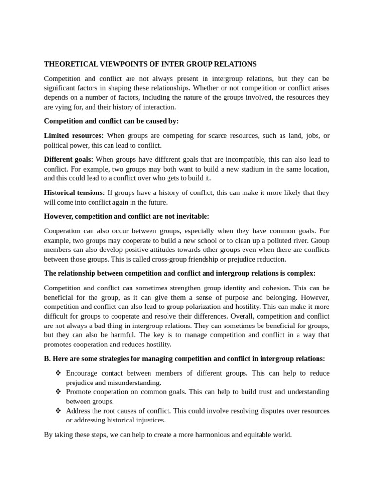 Intergroup Relations: Conflict & Cooperation | PDF | Minority Group ...