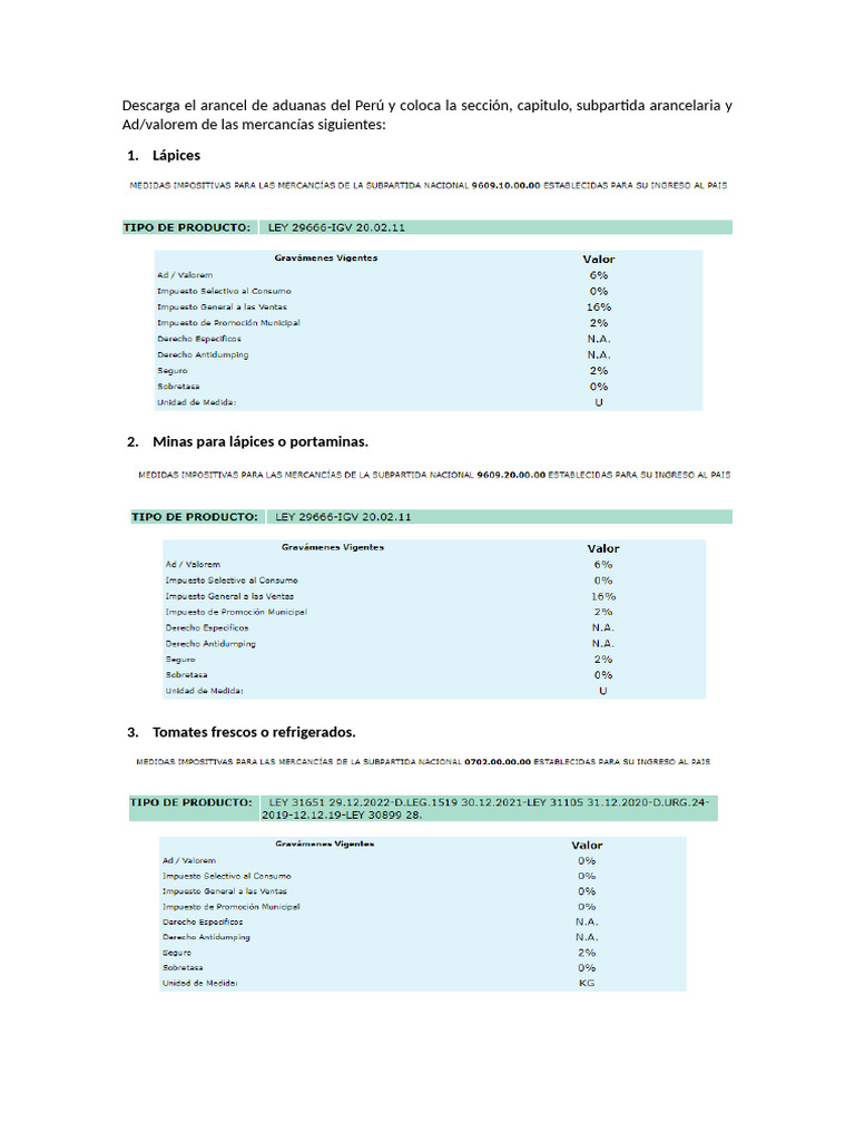 Tema 01 y 02 - Arancel de Aduanas | PDF