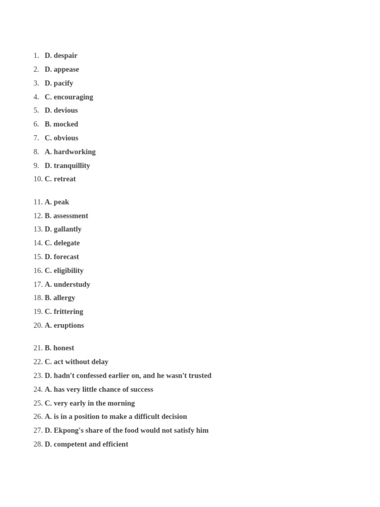 Vocabulary and Comprehension Quiz | PDF