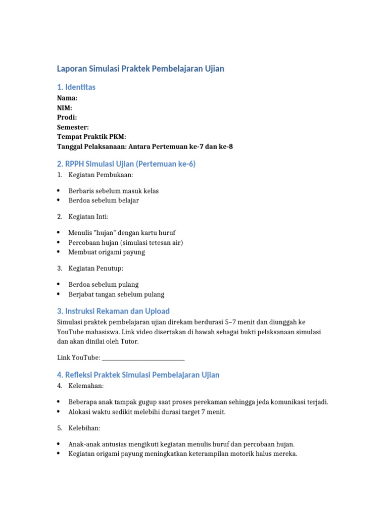 Laporan Simulasi Pembelajaran Ujian | PDF