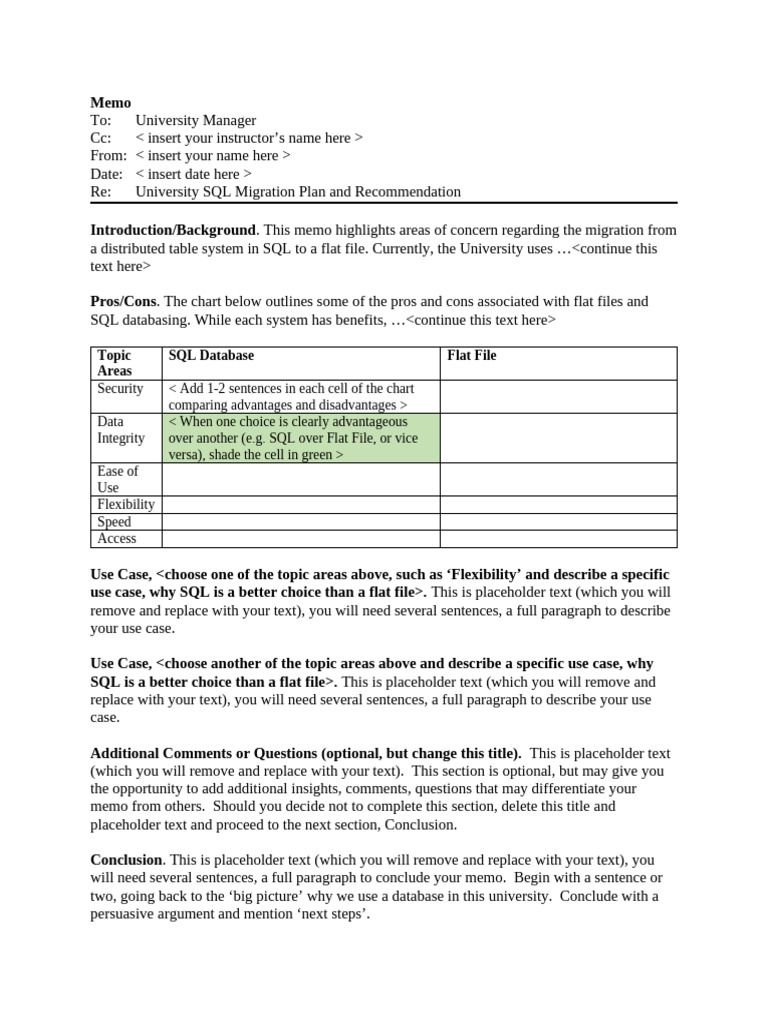 SQL Migration Plan Memo | PDF