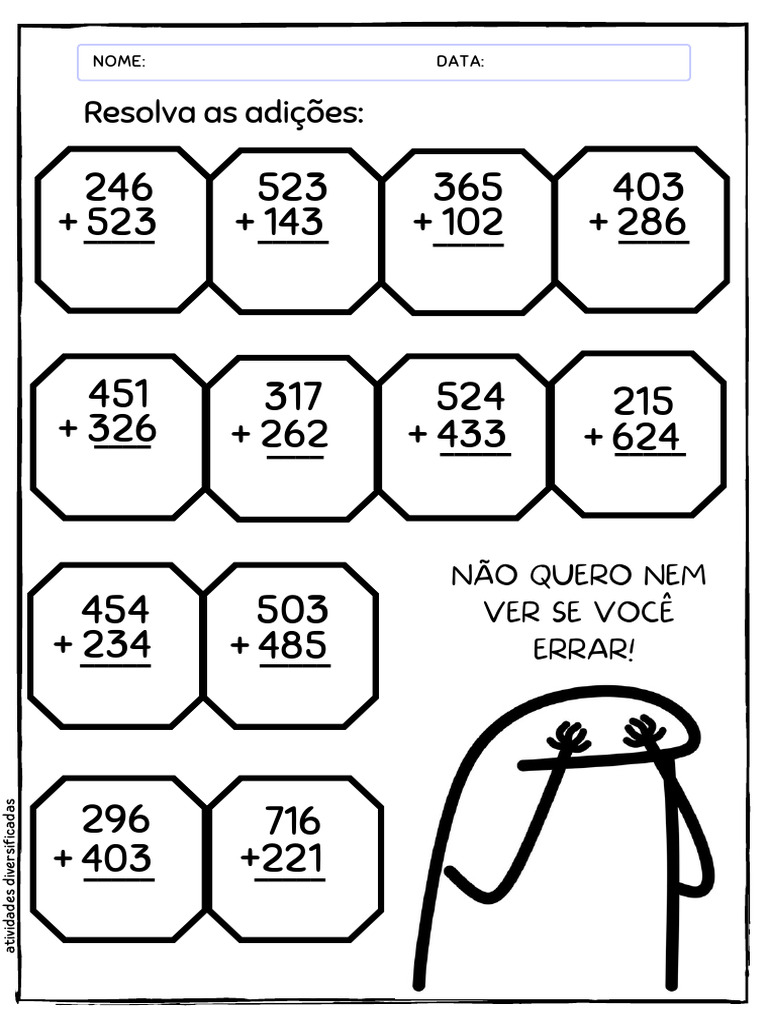 Atividades de Adição e Subtração | PDF