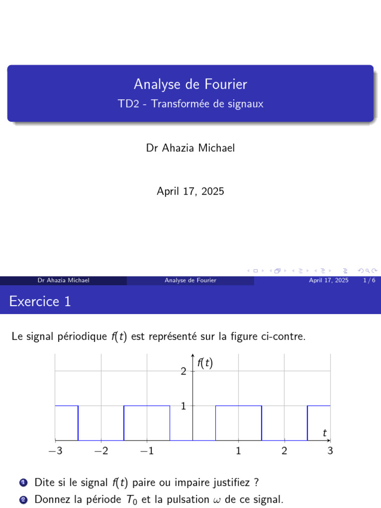 Analyse de Fourier : Exercices et Solutions | PDF | Mathématiques ...